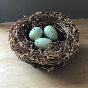 Faux Golden Birds Nest with Clip